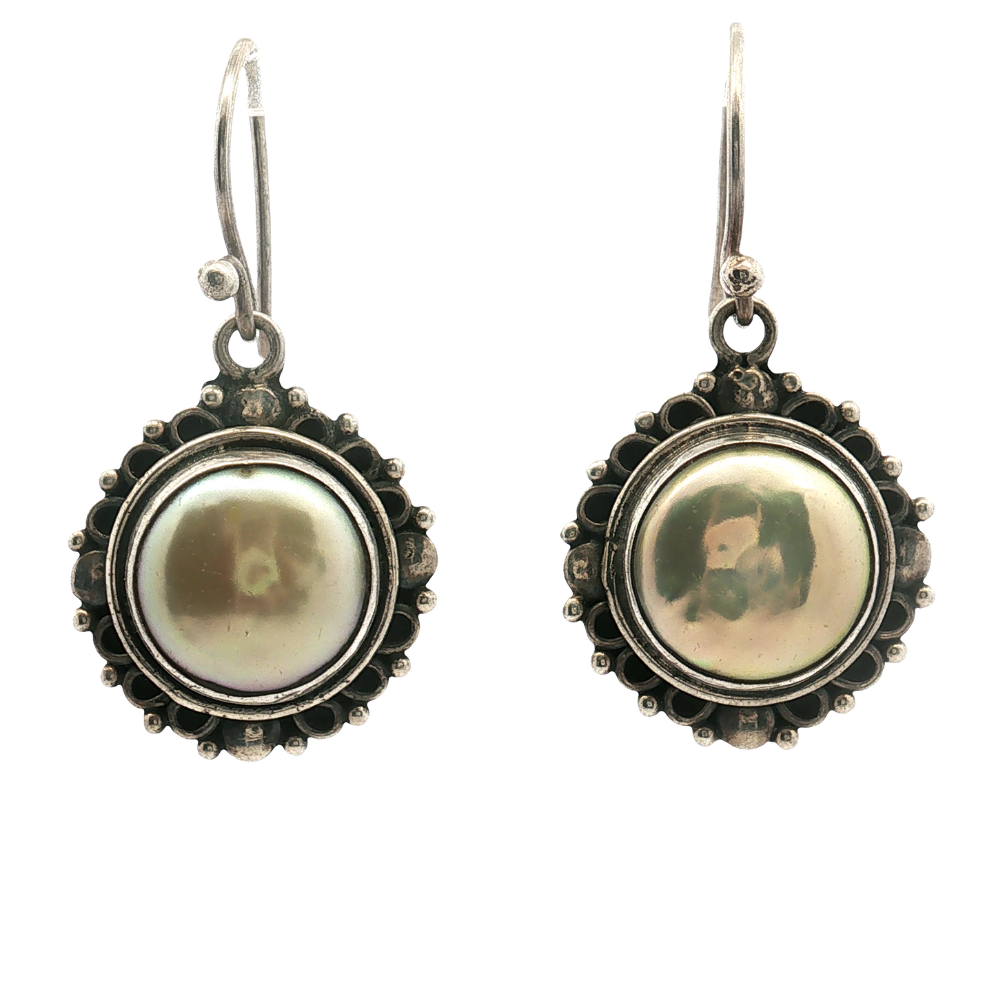 Estate - Sterling Silver Pearl Earrings
