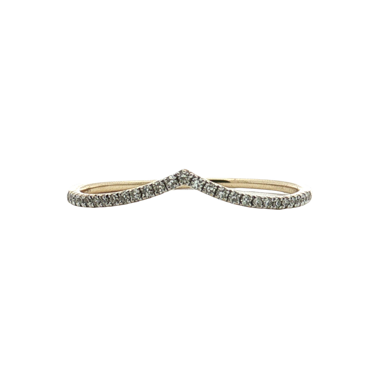 Estate - 14K Yellow Gold Contour Diamond Stacking Band