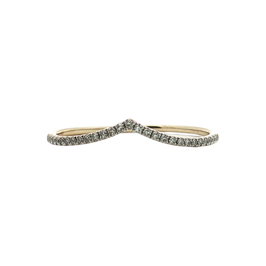 Estate - 14K Yellow Gold Contour Diamond Stacking Band