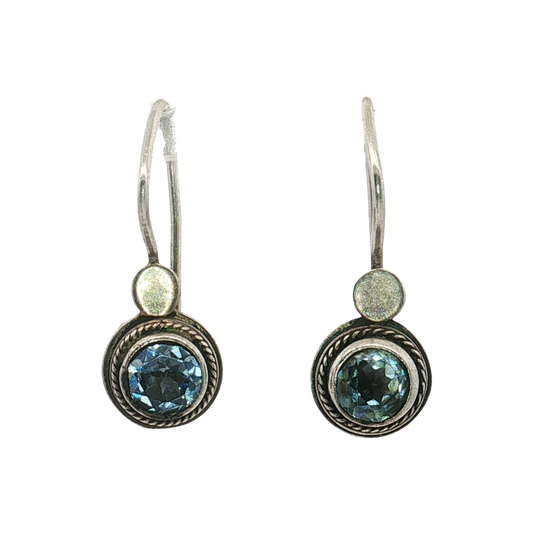Estate - Sterling Silver and Blue Topaz Earrings