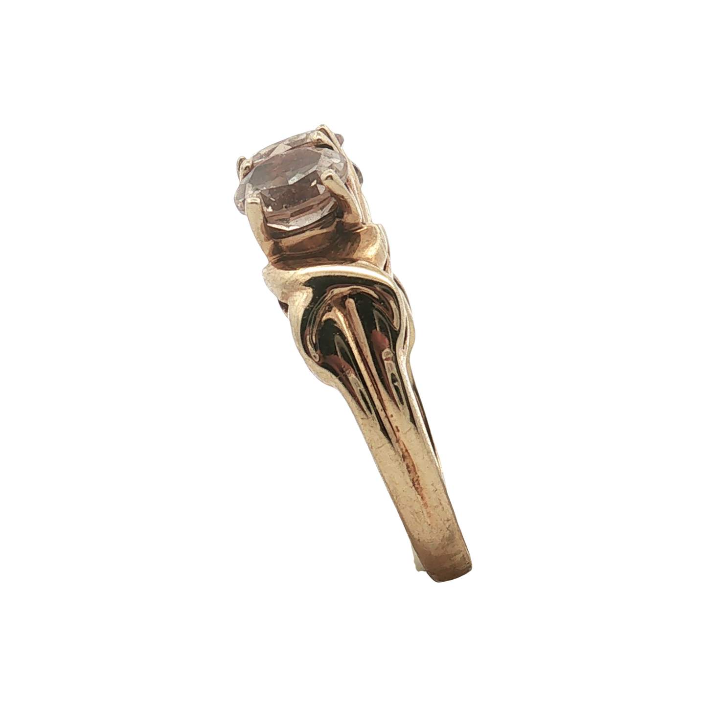 Estate - 10K Yellow Gold 3 Stone Morganite Ring