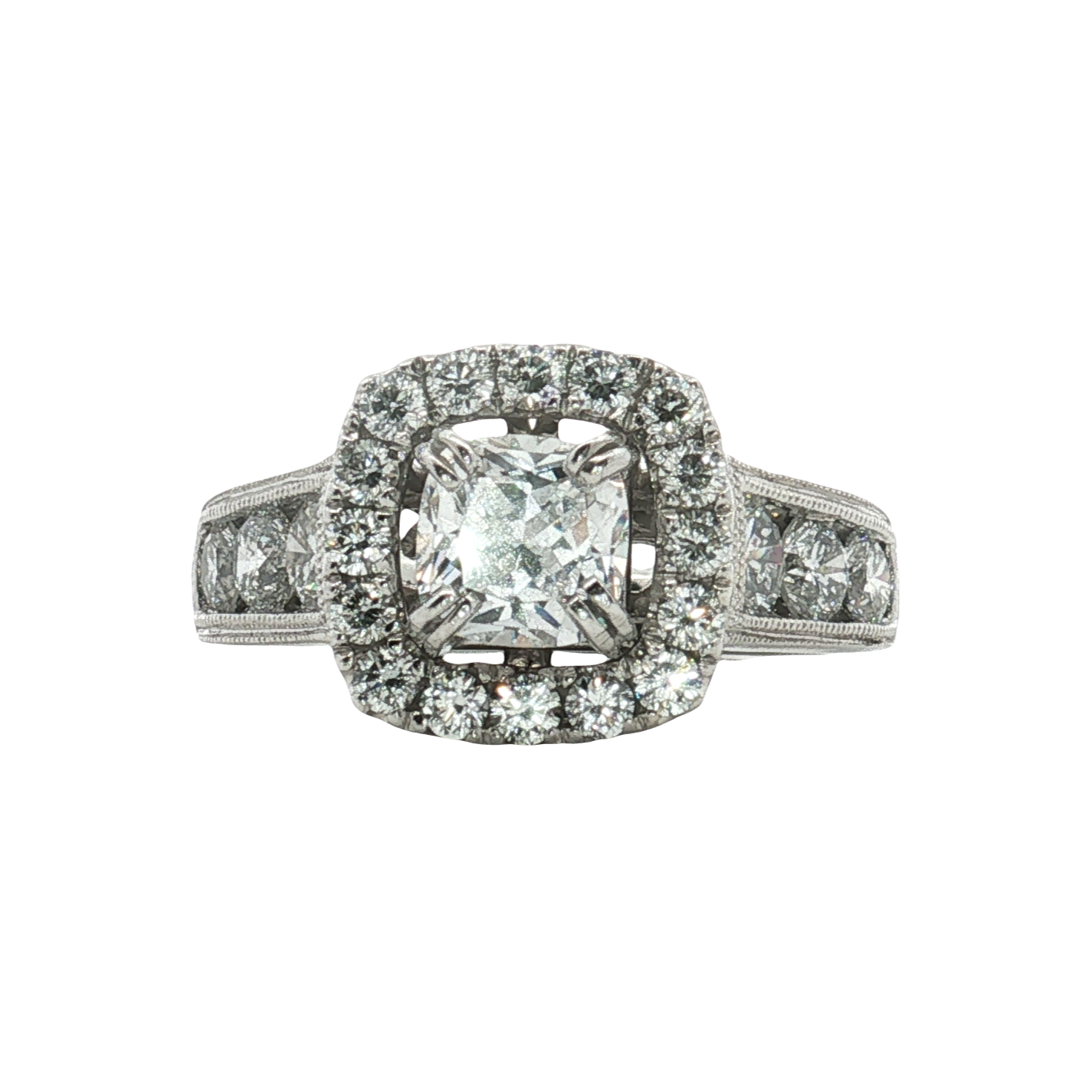 Estate - 14K White Gold Cubic Zirconia and Diamond Ring