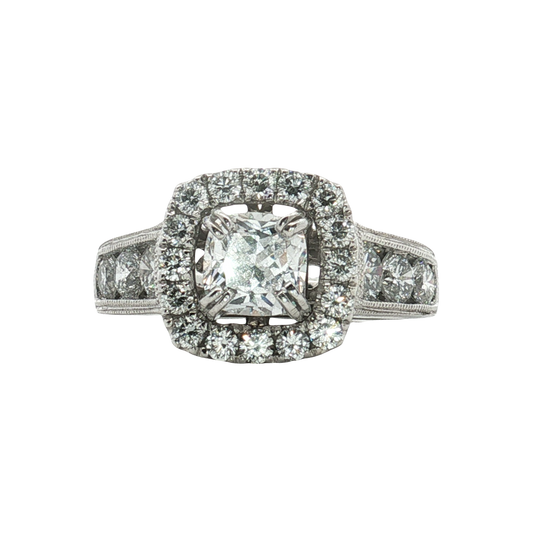 Estate - 14K White Gold Cubic Zirconia and Diamond Ring
