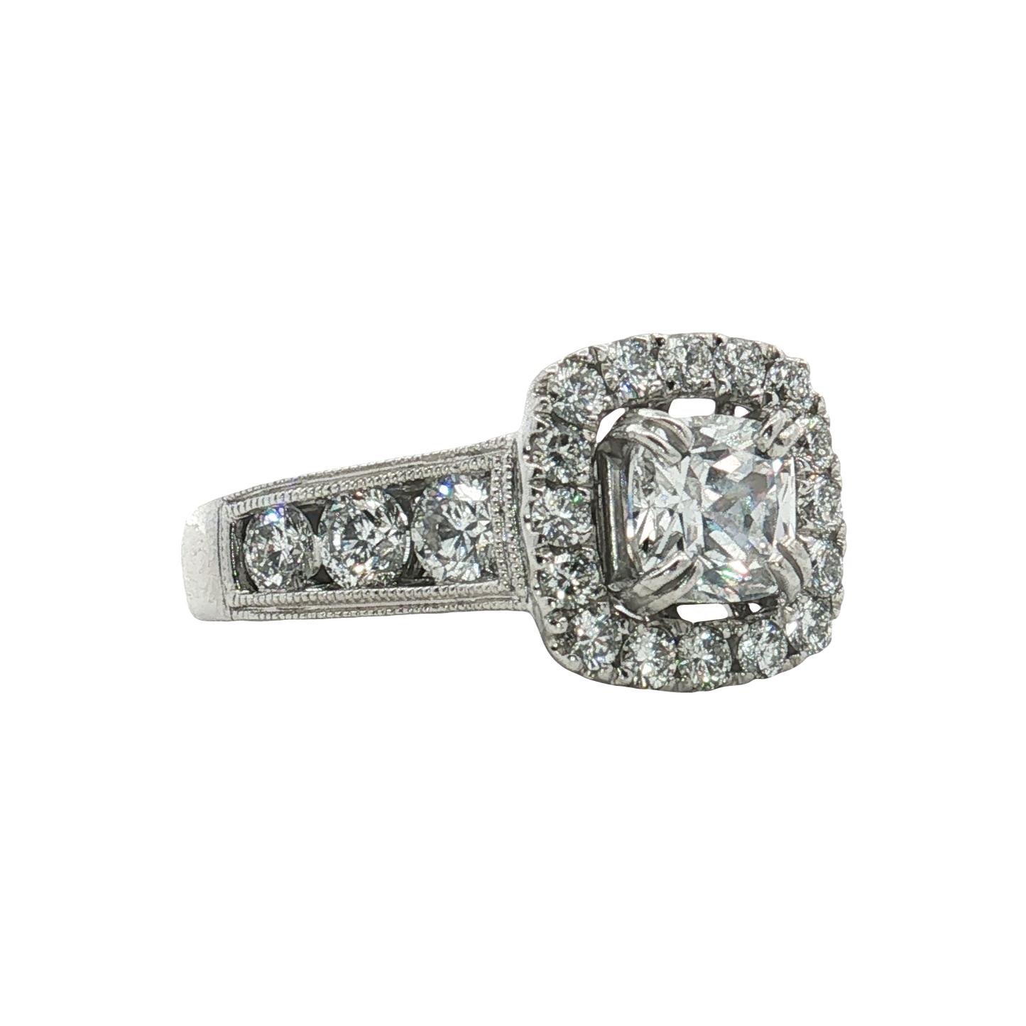 Estate - 14K White Gold Cubic Zirconia and Diamond Ring