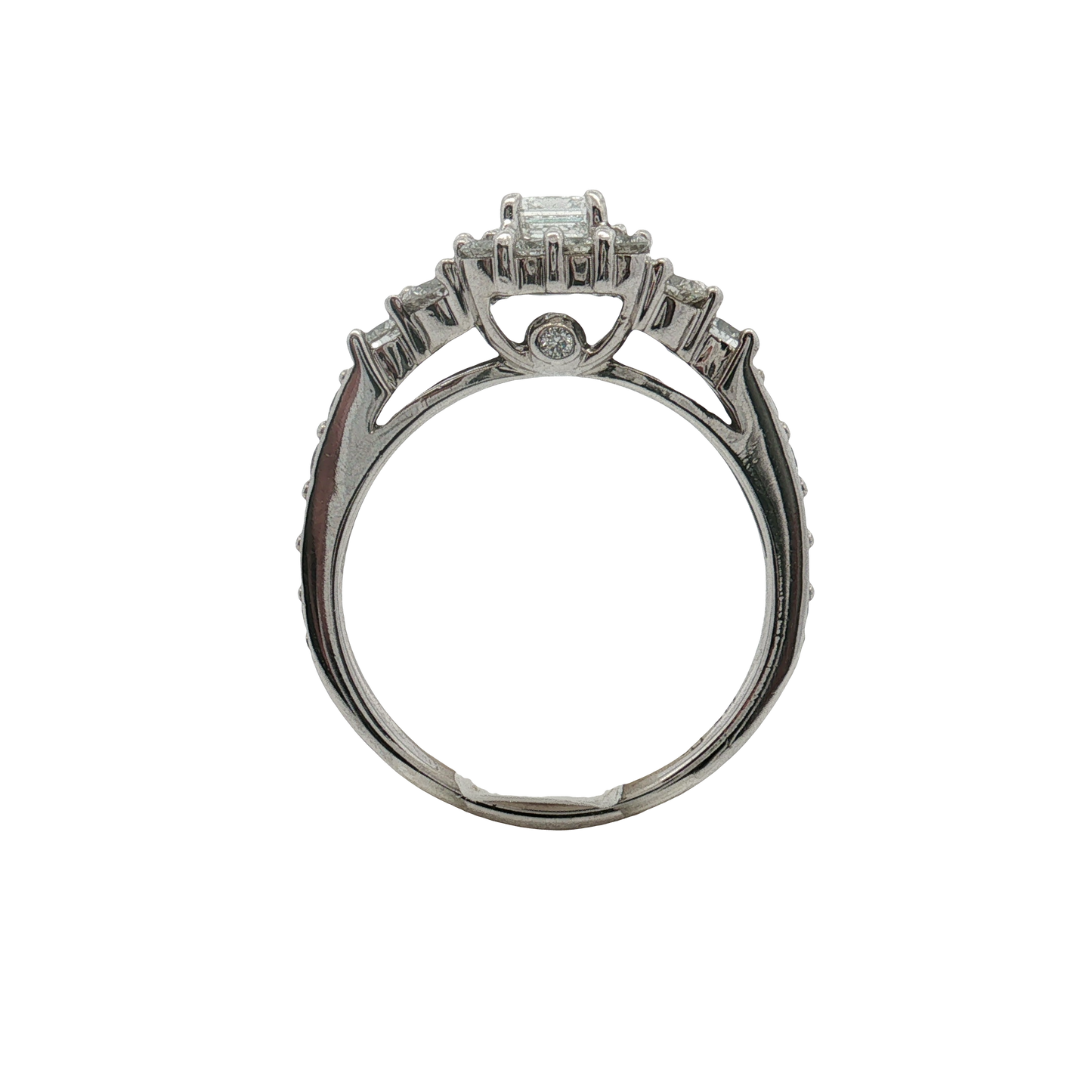 Estate-14K White Gold Emerald Diamond Engagement Ring
