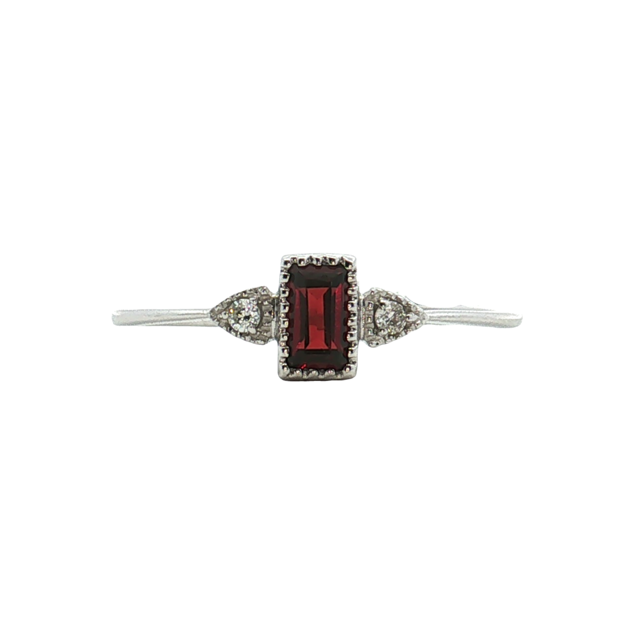 14K White Gold Garnet and Diamond Ring
