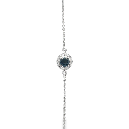 14K White Gold Sapphire and Diamond Bracelet