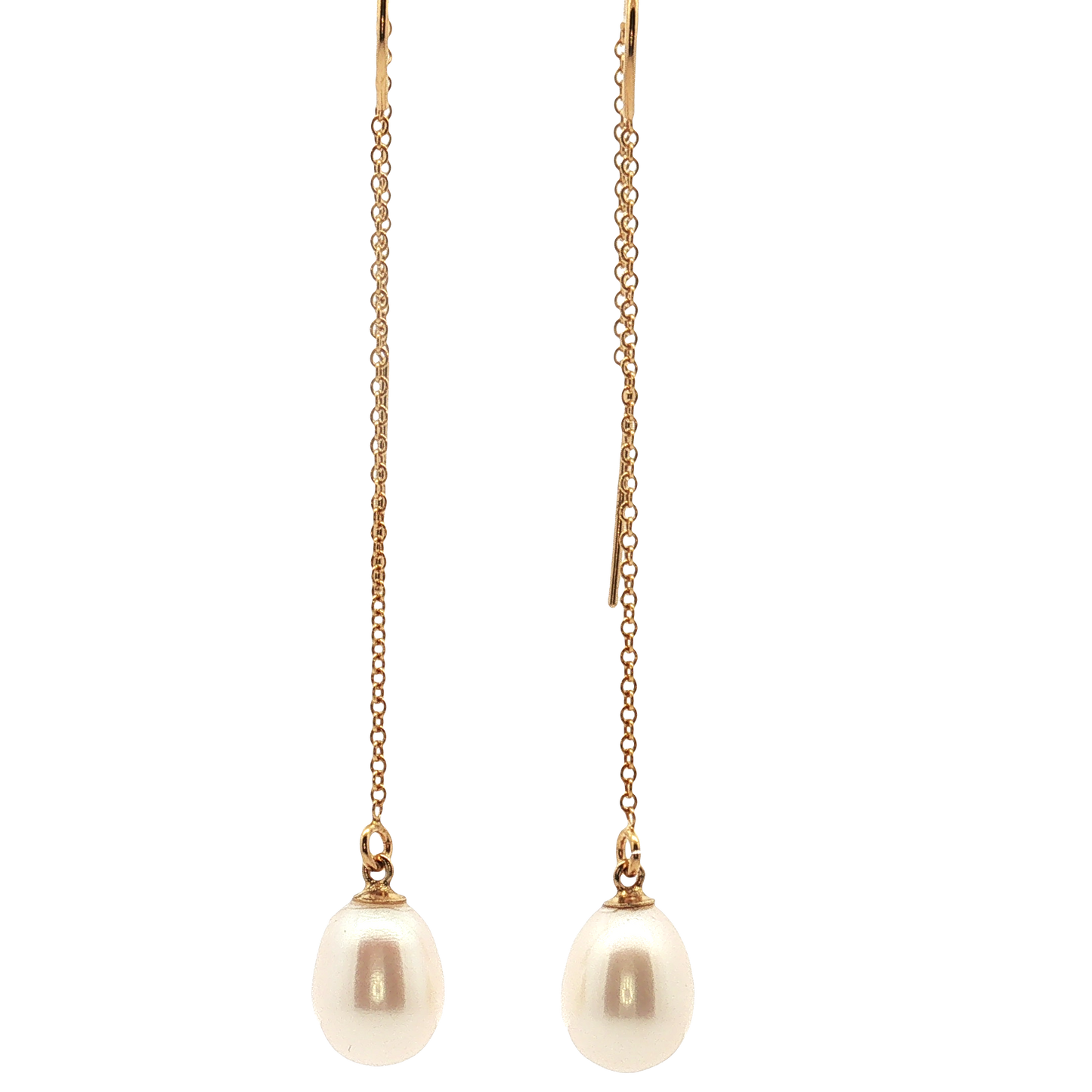 14K Gold Filled 7-8mm White Fresh Water Cultured Pearl Drop Earrings