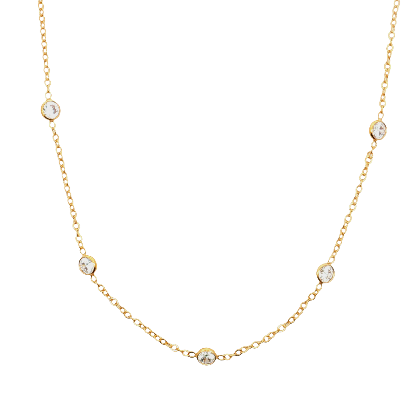 14K Gold Filled 9 Station CZ 18 inch with 2 inch Extension Necklace