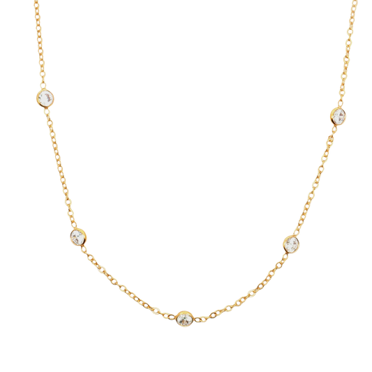 14K Gold Filled 9 Station CZ 18 inch with 2 inch Extension Necklace