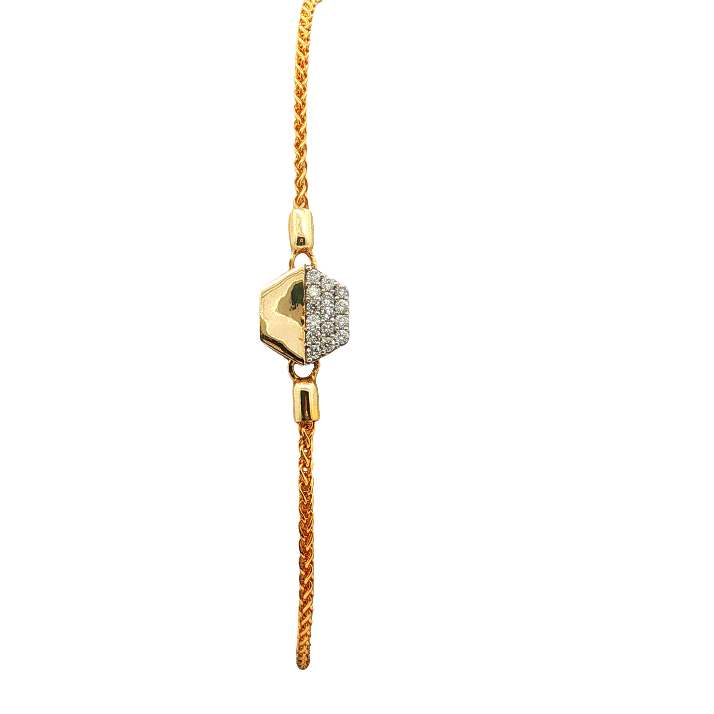 10K Yellow Gold Diamond Bolo Style Bracelet