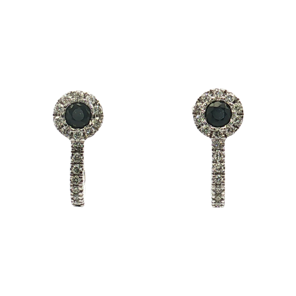 14K White Gold Sapphire and Diamond Earrings