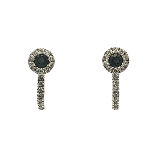 14K White Gold Sapphire and Diamond Earrings