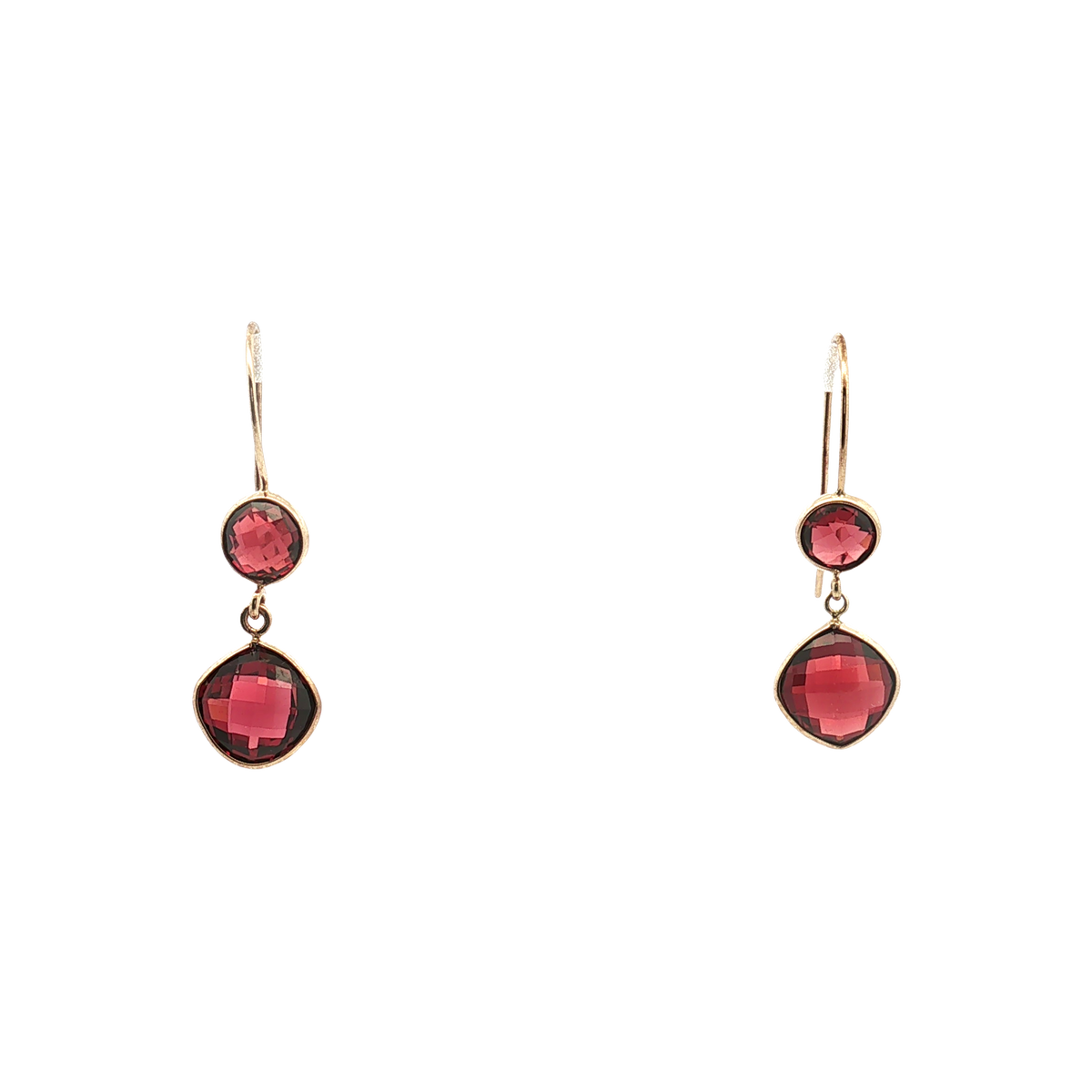 10K Yellow Gold Garnet Dangle Earrings