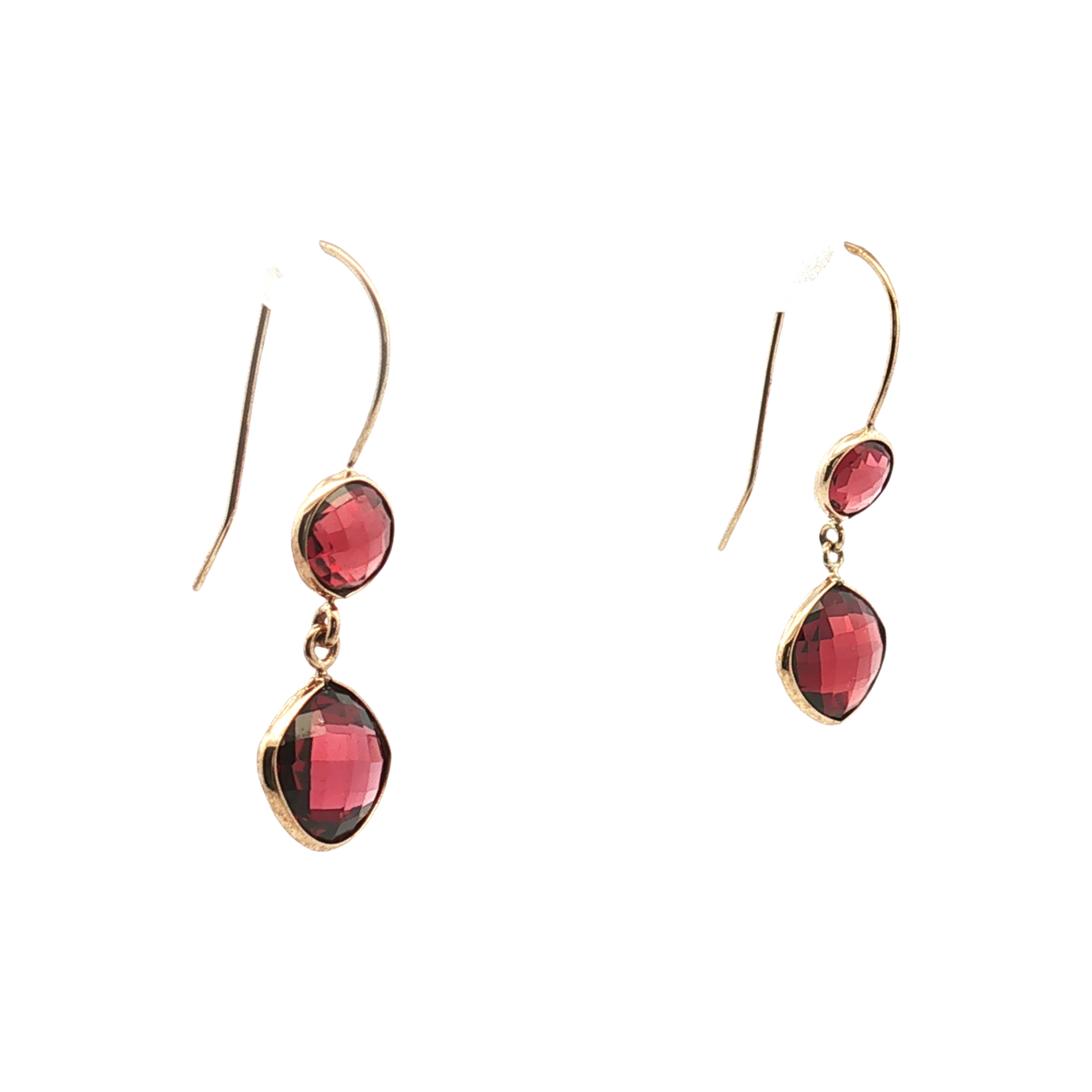 10K Yellow Gold Garnet Dangle Earrings