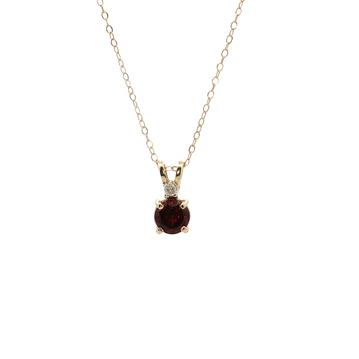 10K Yellow Gold Garnet and Diamond Pendant