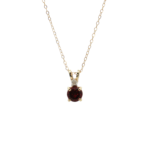 10K Yellow Gold Garnet and Diamond Pendant