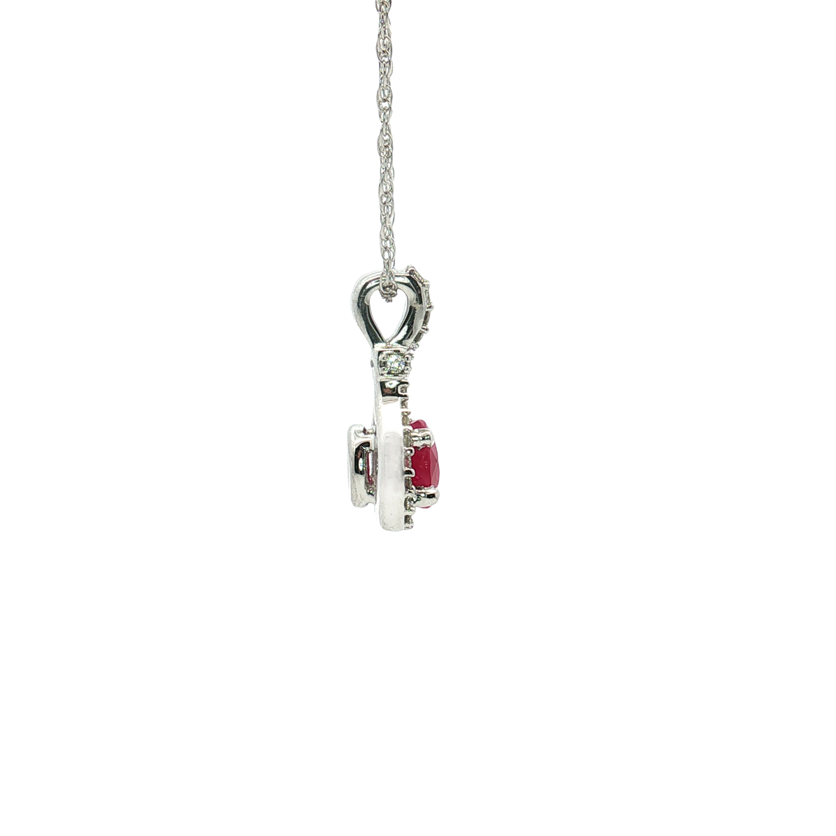14K White Gold Ruby and Diamond Accent Pendant