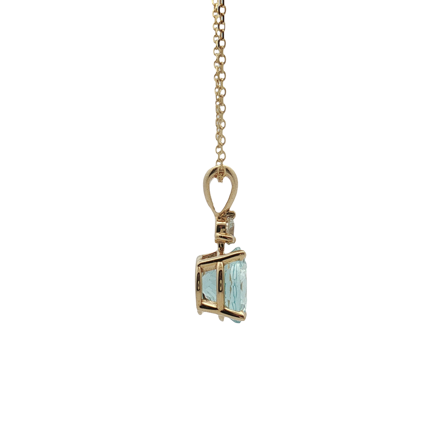 14K Yellow Gold Aquamarine and Diamond Pendant