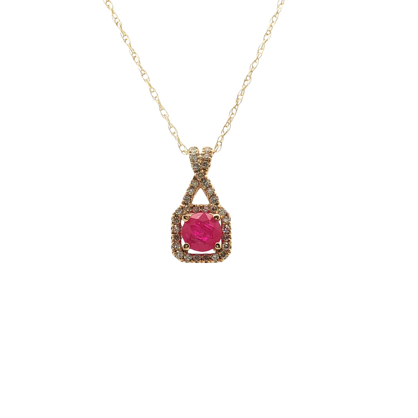 14K Yellow Gold Ruby and Diamond Accented Pendant