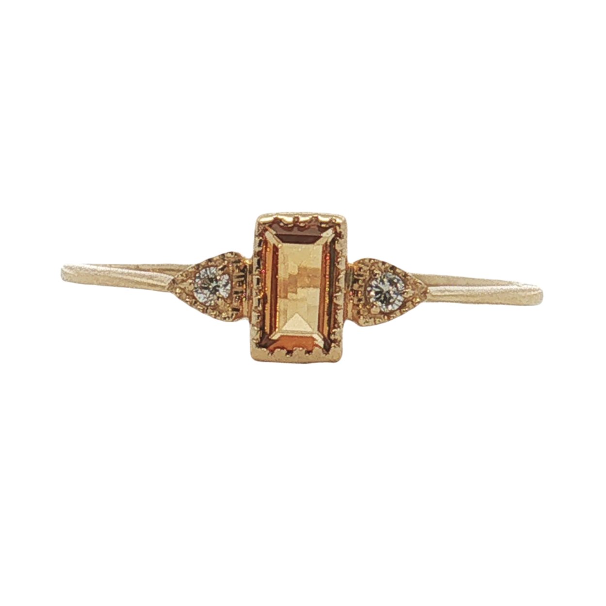 14K Yellow Gold Citrine and Diamond Ring