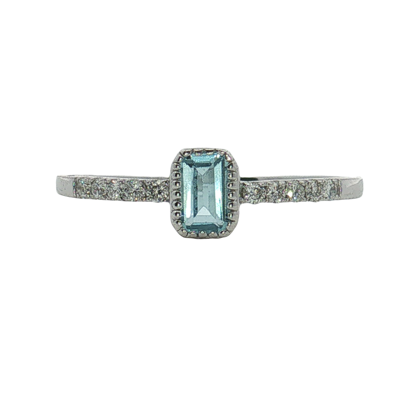 14K White Gold Aquamarine and Diamond Ring