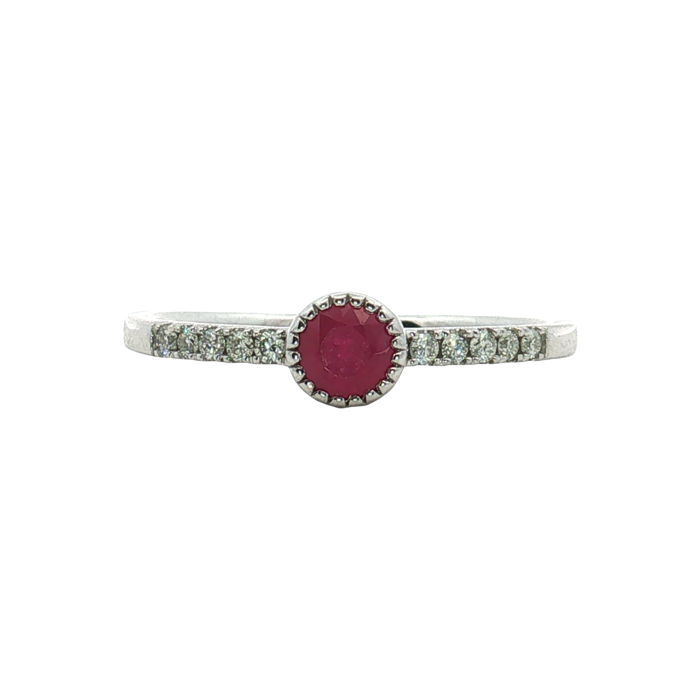 14K White Gold Ruby and Diamond Ring