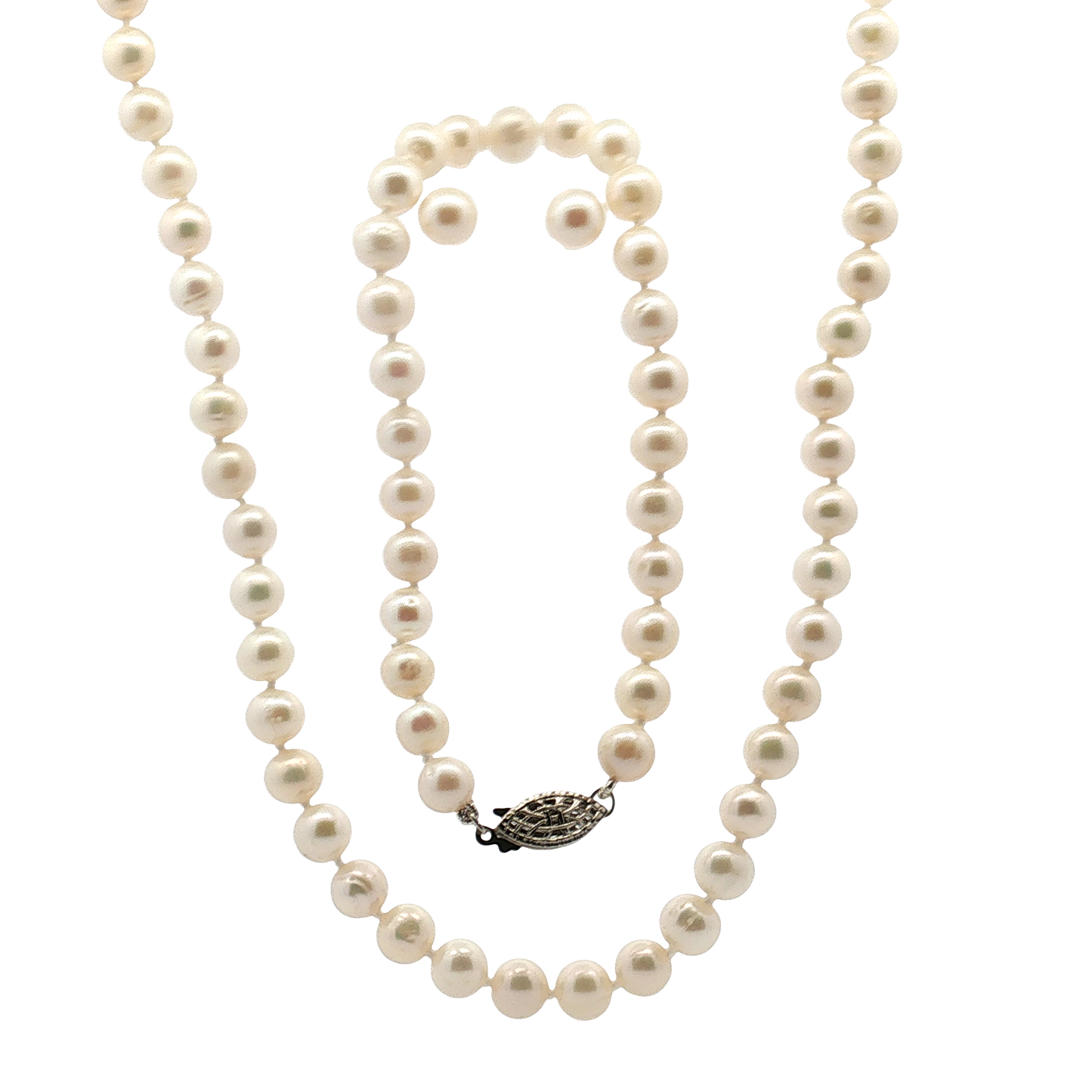 3 Piece Sterling silver and freshwater Pearl, featuring a Necklace, Earrings, and Bracelet