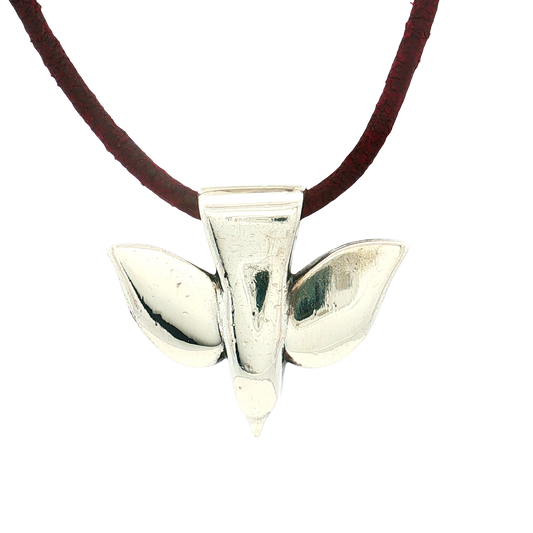 Estate- James Avery Vintage Sterling Silver Sparrow Pendant On Leather Cord