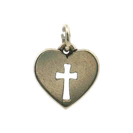 Estate- James Avery Sterling Silver Cross In Heart Charm