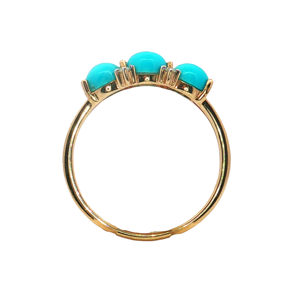 14K Yellow Gold Turquoise and Diamond Ring