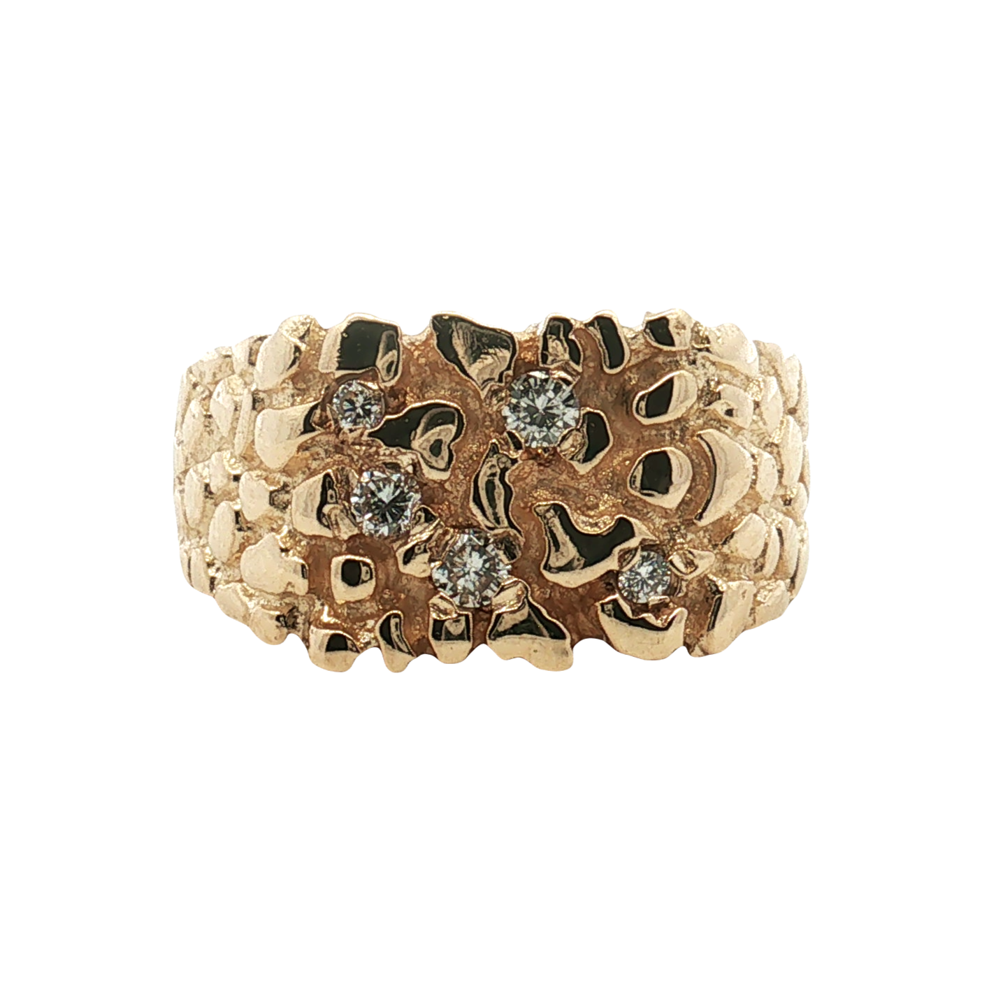 Estate - 10K Yellow Gold Diamond Nugget Ring