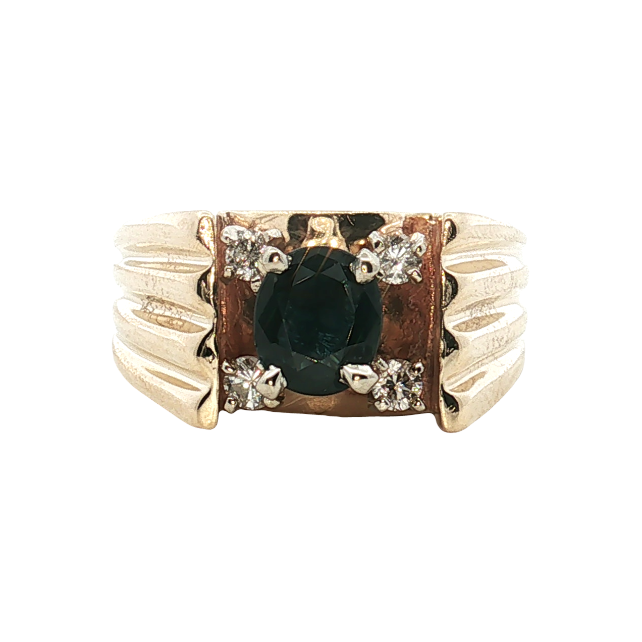 Estate - 14K Yellow Gold Sapphire and Diamond Ring