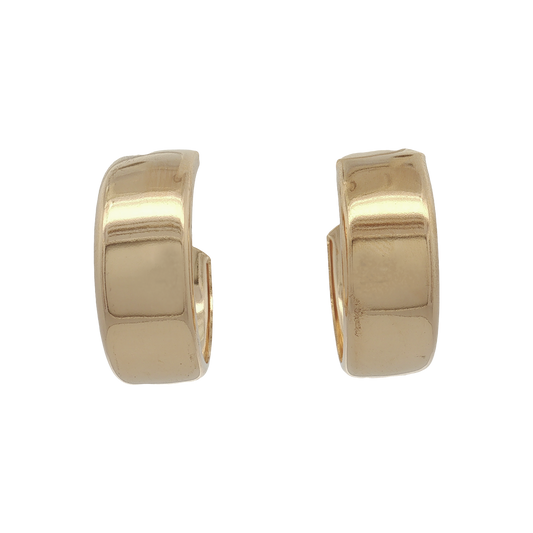 18K Gold Filled Flat Shiny 3/4 Open Hoop Earrings