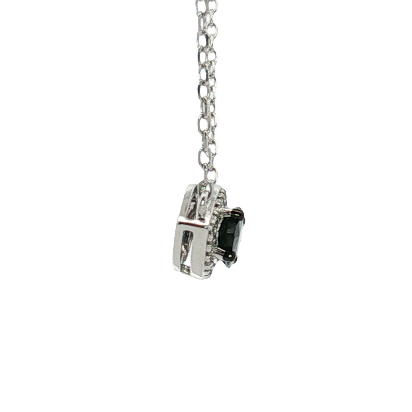 14K White Gold Station Sapphire and Diamond Necklace