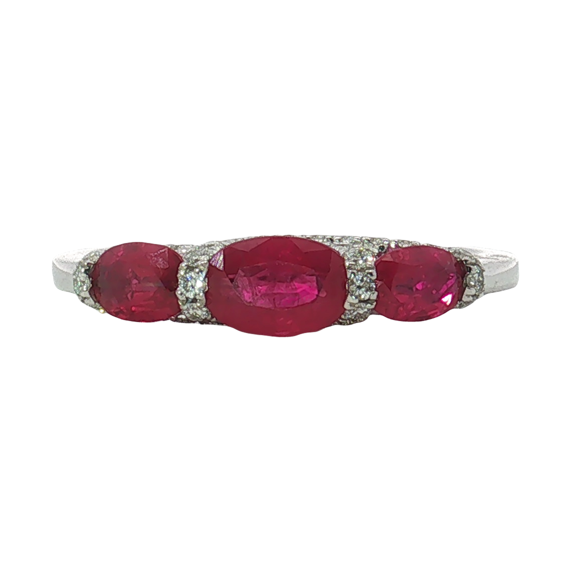 14K White Gold Ruby Diamond Ring