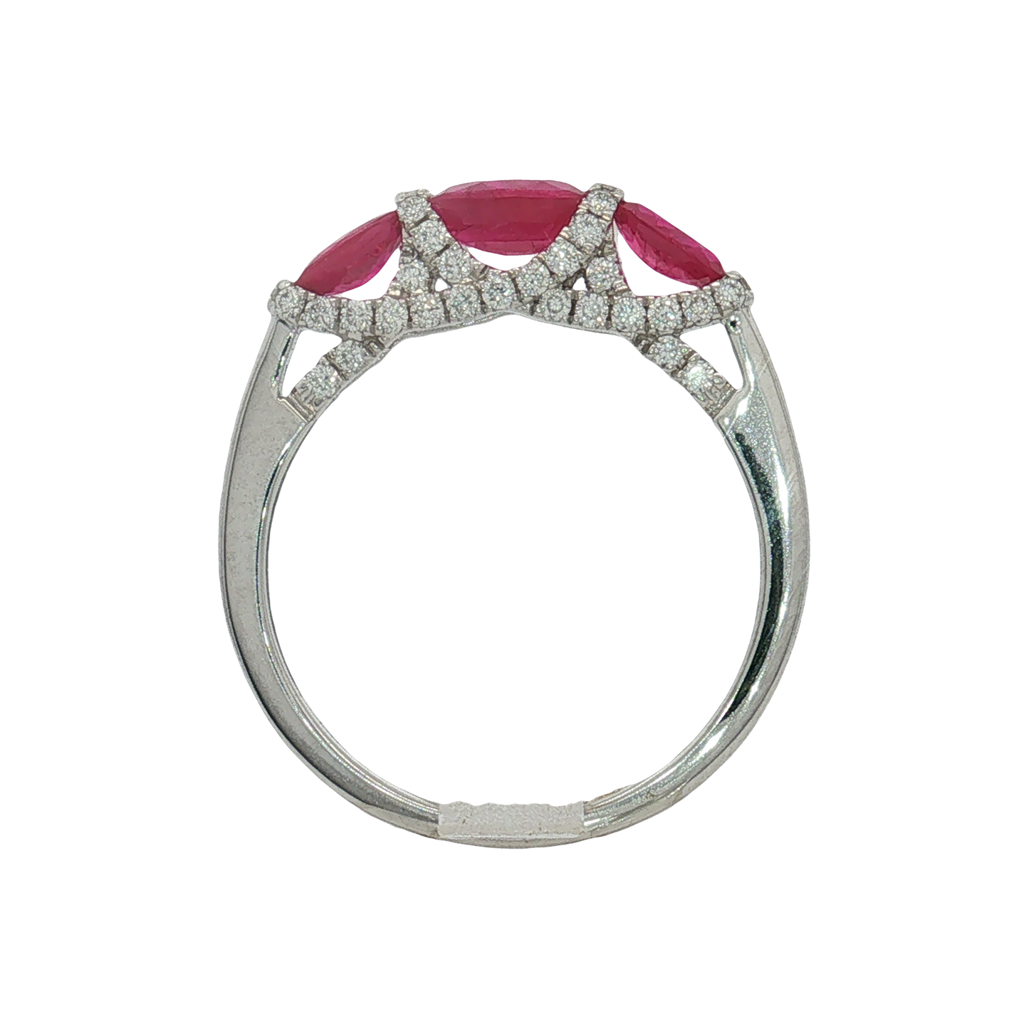 14K White Gold Ruby Diamond Ring