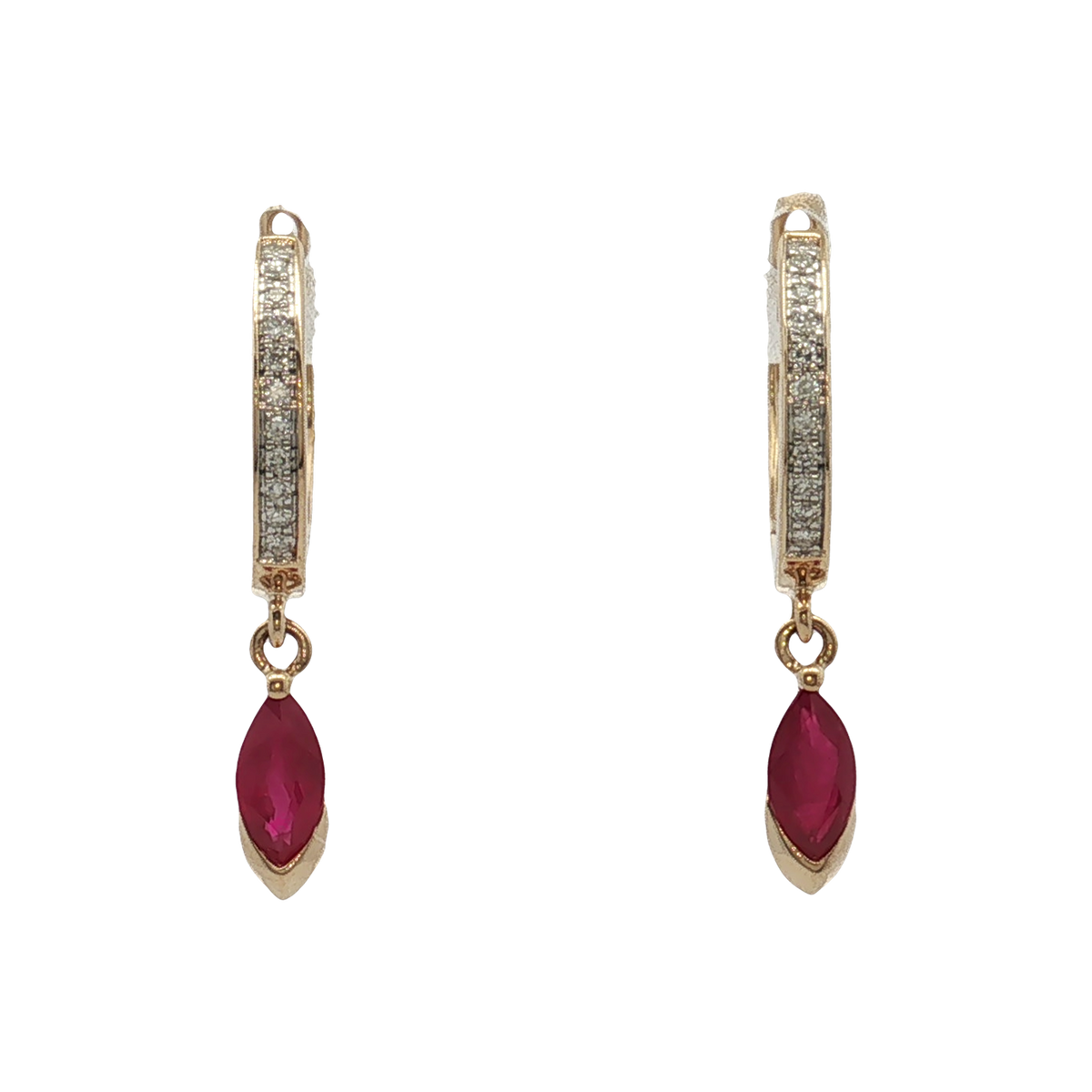 14K Yellow Gold Ruby and Diamond Earrings