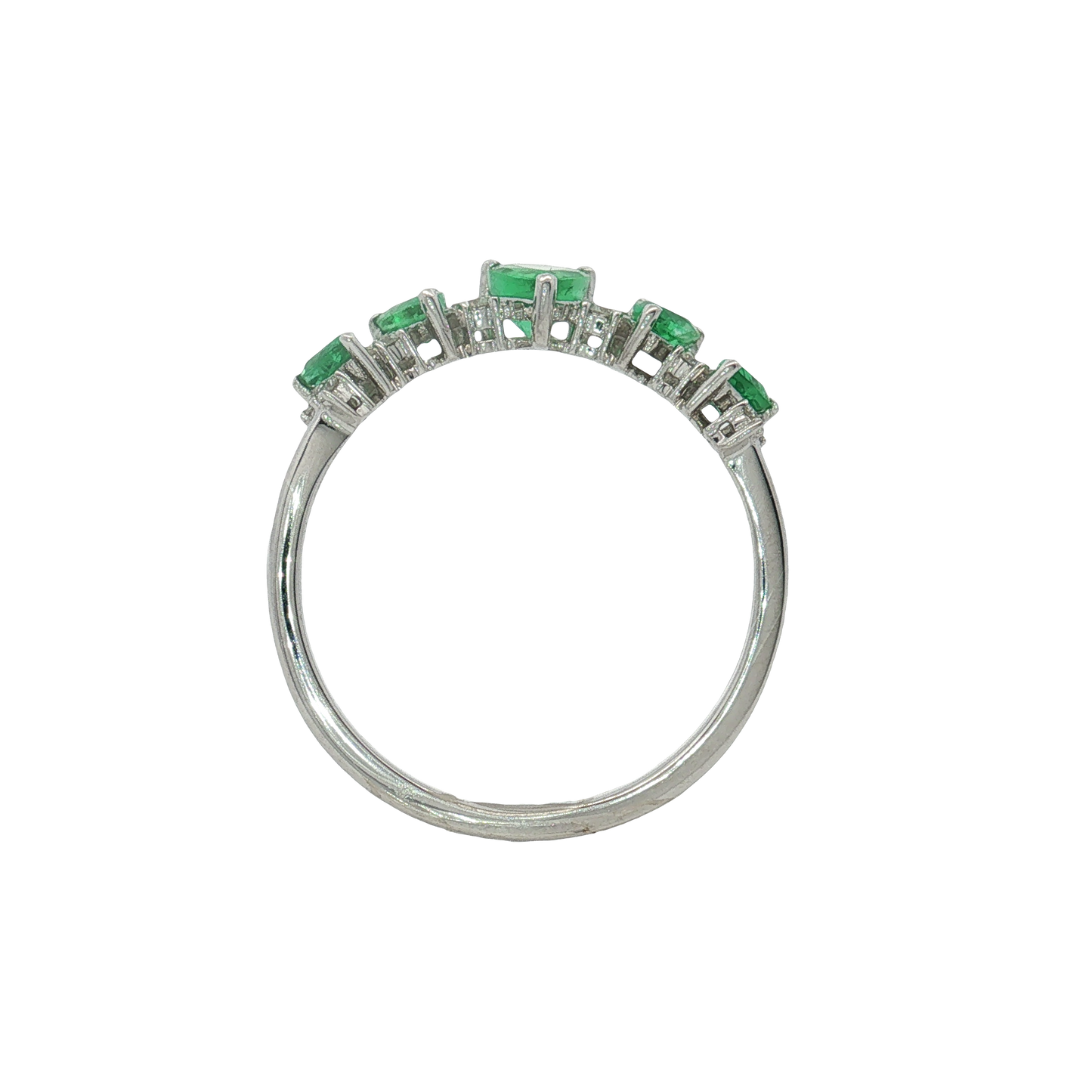 14K White Gold Emerald and Diamond Ring
