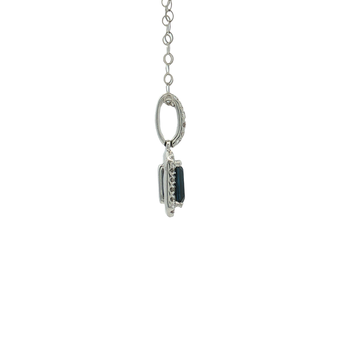 14K White Gold Sapphire and Diamond Pendant