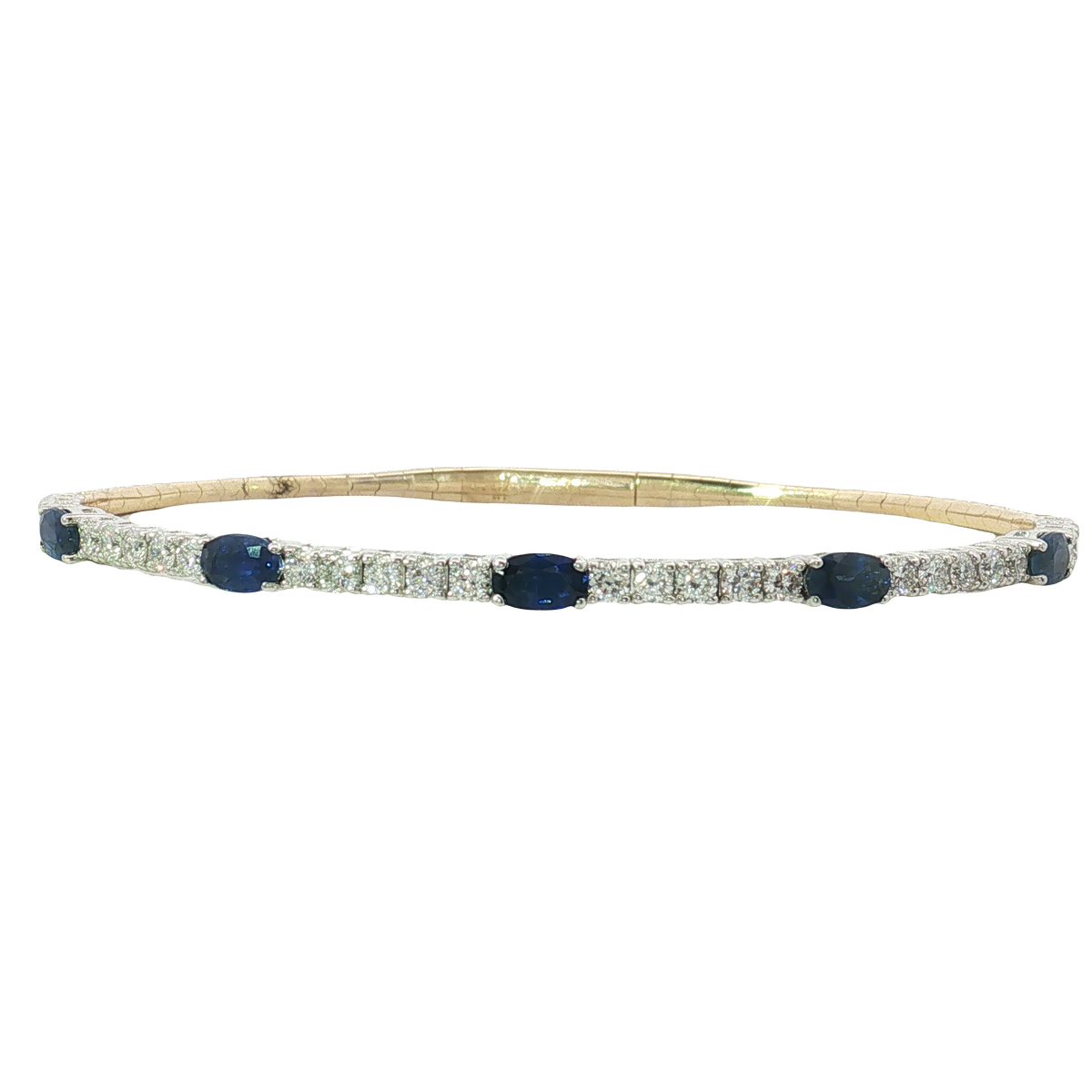 14K Dual Tone Gold Sspphire and Diamond Flexi-Bangle