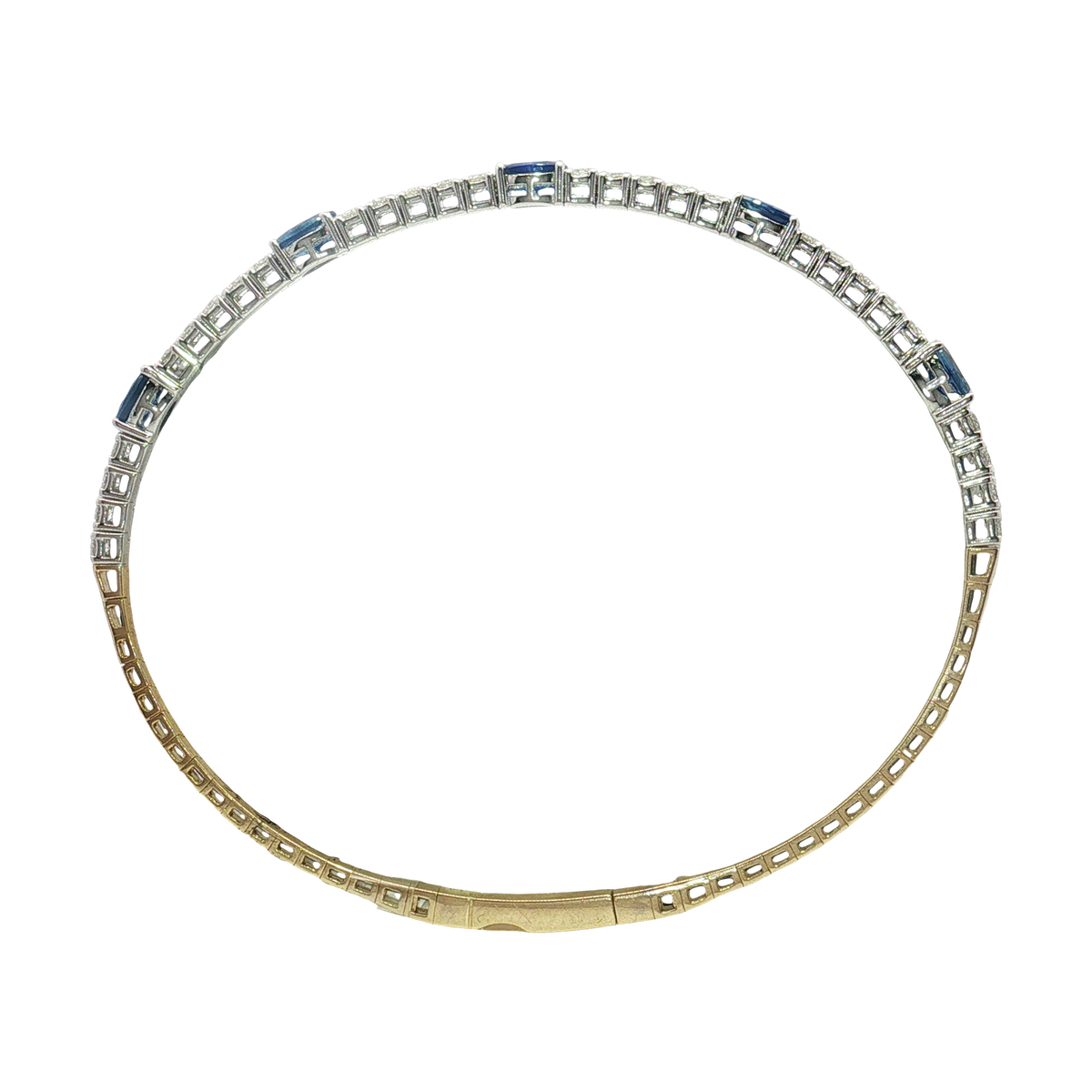 14K Dual Tone Gold Sspphire and Diamond Flexi-Bangle