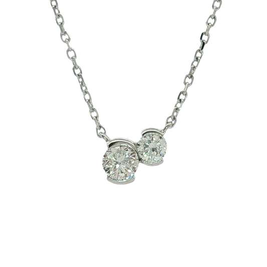 14K White Gold Diamond Station Necklace