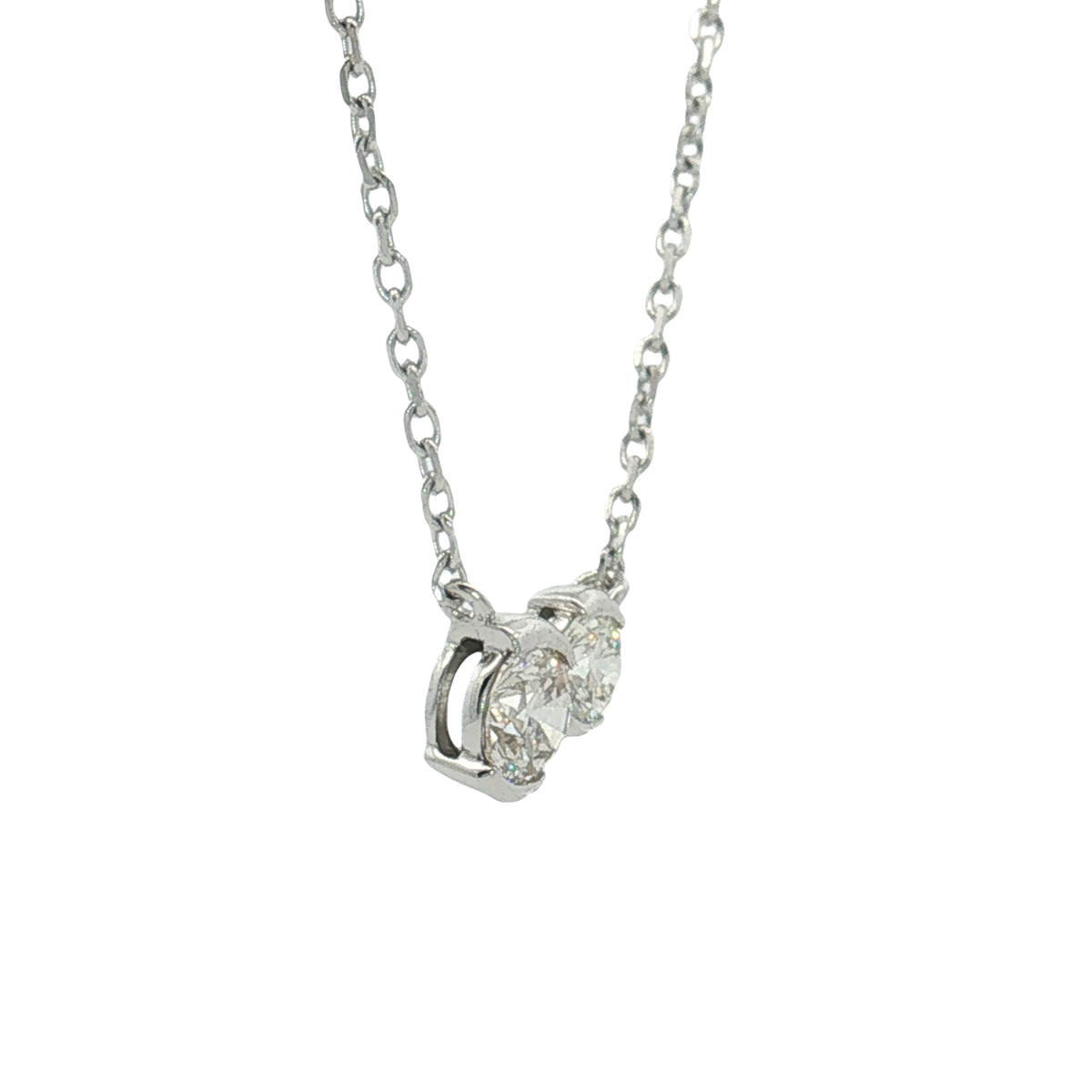 14K White Gold Diamond Station Necklace