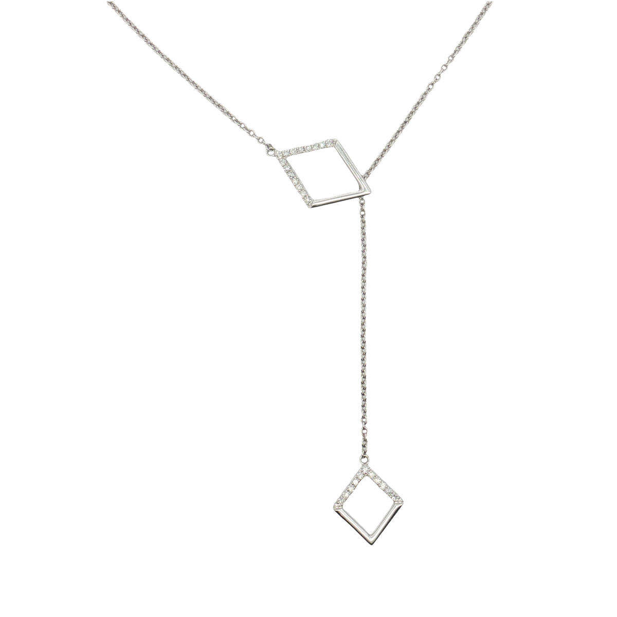 14K White Gold Diamond Adjustable Necklace