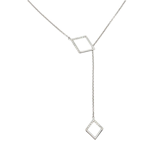 14K White Gold Diamond Adjustable Necklace