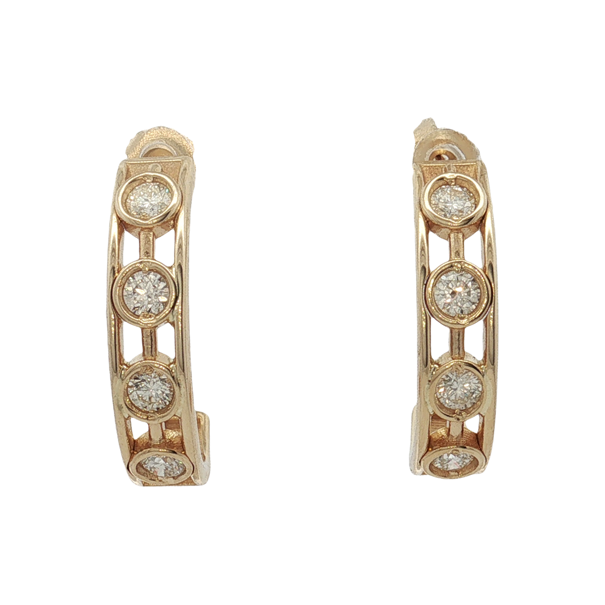 14K Yellow Gold Diamond Hoop Earrings