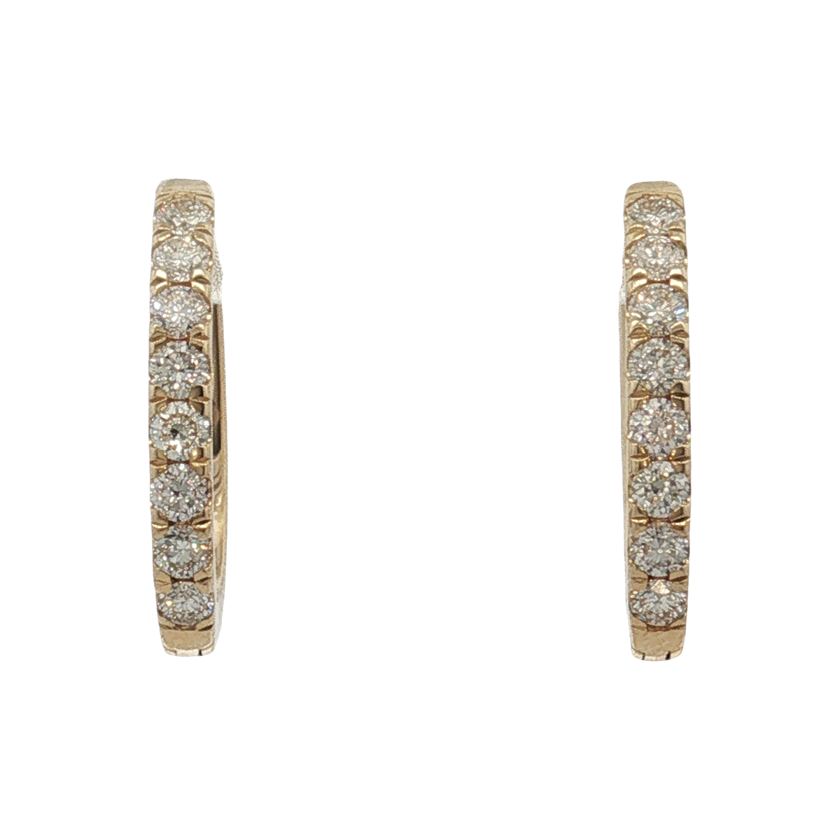 14k Yellow Gold Diamond Hoop Earrings