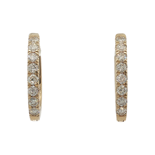 14k Yellow Gold Diamond Hoop Earrings