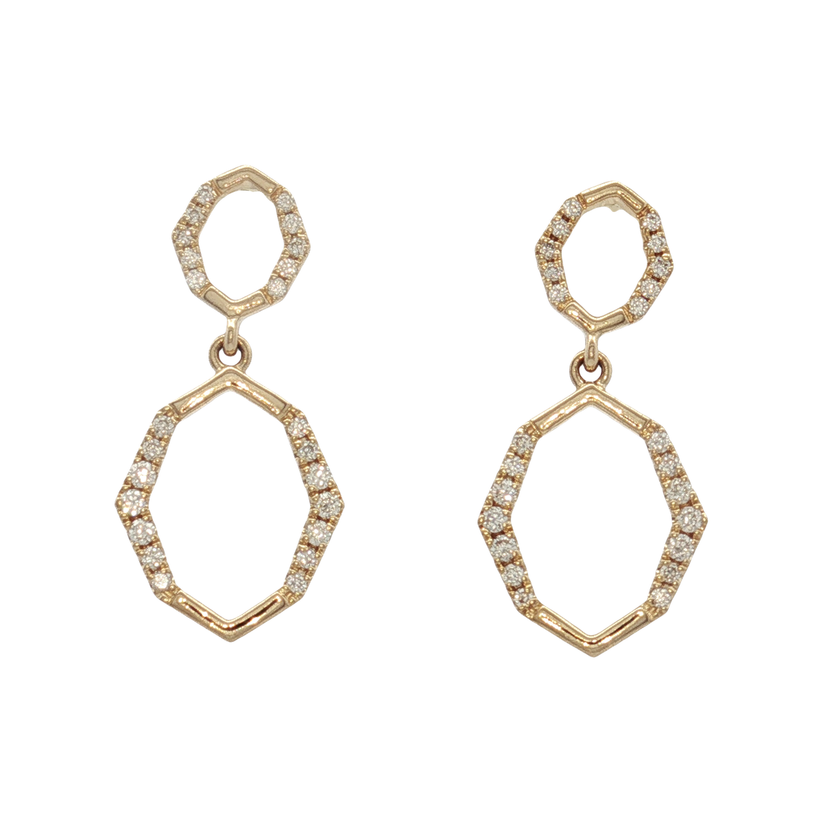 14K Yellow Gold Diamond Dangle Earrings